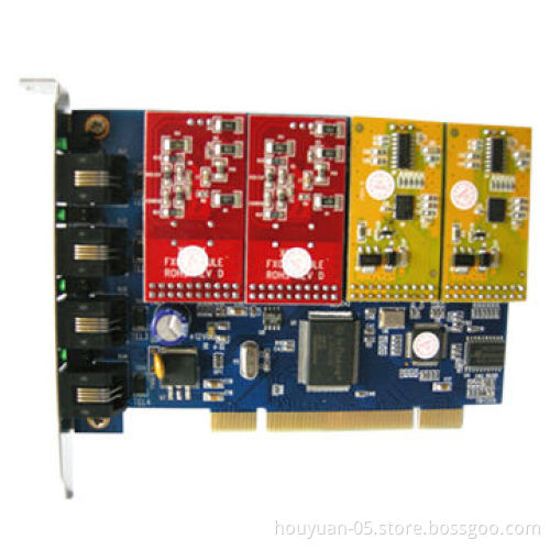 Telephony Card Mainboard with PCI Interface PCI 4-port FXO/FXS Card, 400P Asterisk